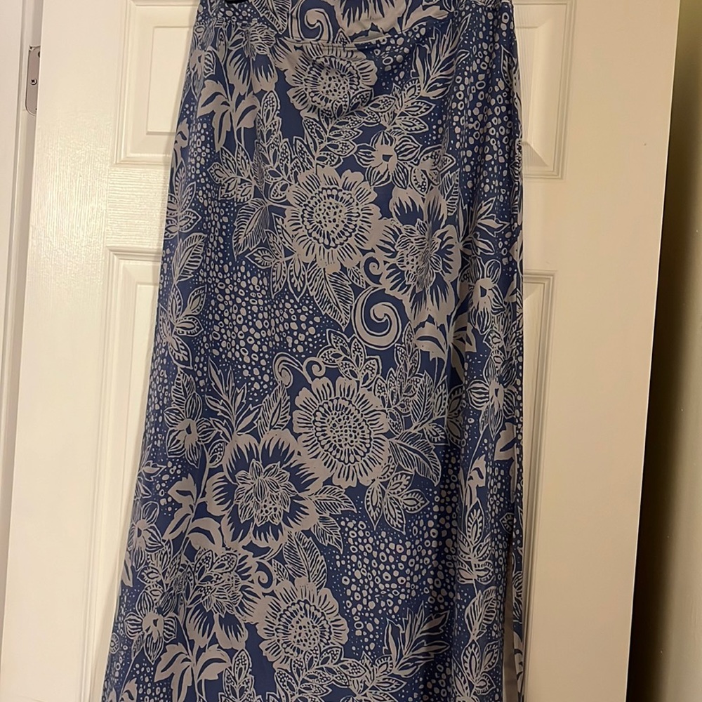 Belle by Kim Gravel blue and grey maxi skirt